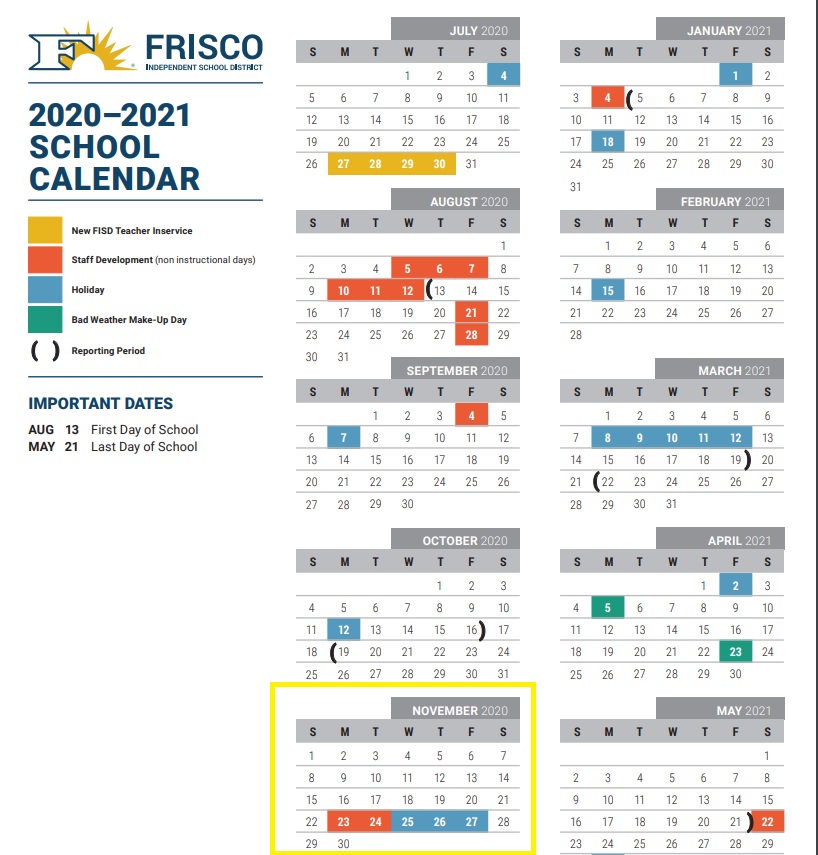Frisco ISD calendar Grinke Stewart Family Law